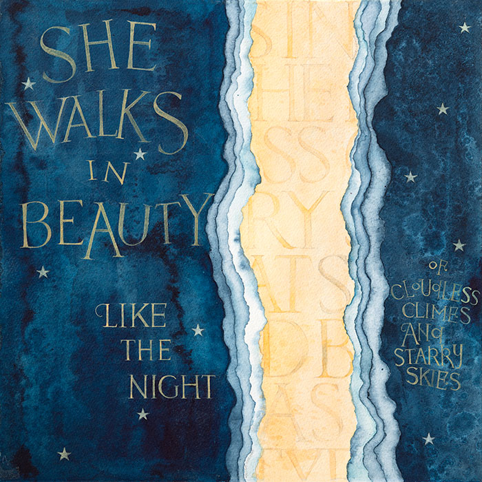 She Walks In Beauty a  Calligraphy art print by Tess Cooling